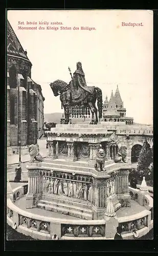 AK Budapest, Monument des Königs Stefan des Heilligen