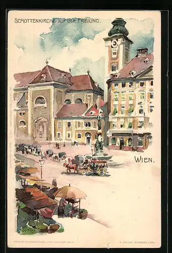 Künstler-AK H. Junker: Wien, Schottenkirche auf der Freiung