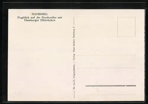 AK Hamburg-Rothenburgsort, Norderelbe mit Elbbrücken, Flugblick