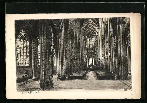Künstler-AK Köln a. Rh., Der Dom, Innenschau