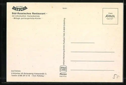 AK München-Schwabing, Restaurant Datscha, Kaiserstrasse 3