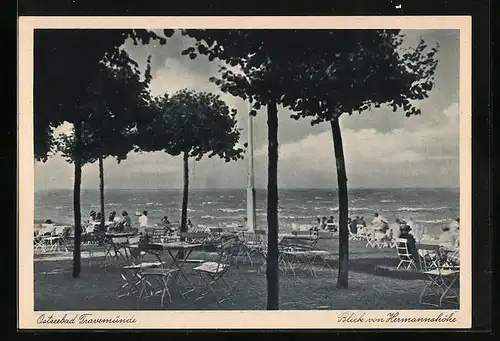 AK Travemünde, Blick von Hermannshöhe auf die See