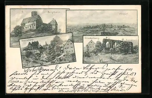 AK Altdorf, Totalansicht, Gnadenberg, Grünsberg, Burgthann