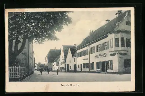 AK Neustadt a. D., Strassenpartie mit Geschäft Otto Plazotta