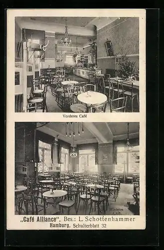 AK Hamburg, Cafe Alliance von L. Schottenhammer, Schulterblatt 32