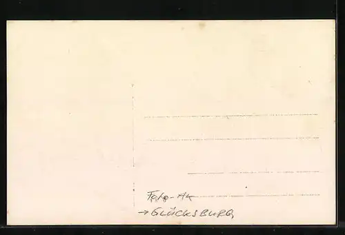 Foto-AK Glücksburg, Uferpartie mit Steg