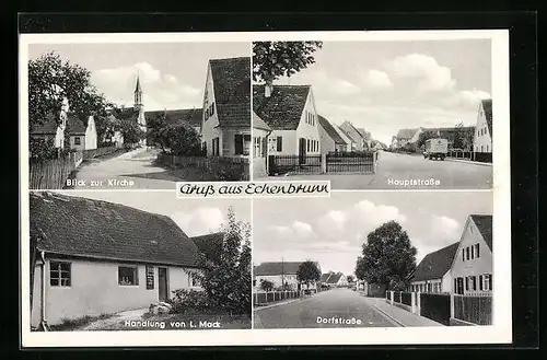 AK Echenbrunn, Handlung von L. Mack, Blick zur Kirche, Hauptstrasse