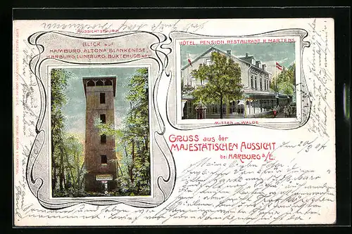 AK Harburg, Hotel zur Majestätischen Aussicht, Aussichtsturm