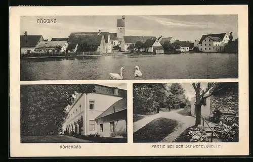 AK Gögging, Römerbad, Partie bei der Schwefelquelle, Uferpartie