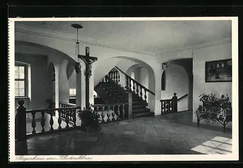 AK Günzburg, Lehr- und Erziehungsinstitut der Englischen Fräulein, Stiegenhaus im Klosteraltbau