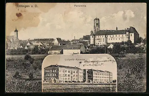 AK Dillingen a. D., Panorama mit Luitpold-Kaserne