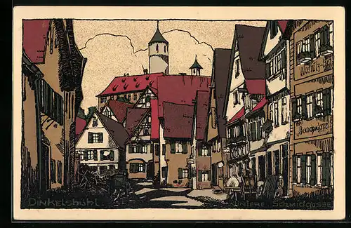 Steindruck-AK Dinkelsbühl, UntereSchmidgasse
