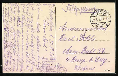 AK Templin, Posterholungsheim hinter Bäumen