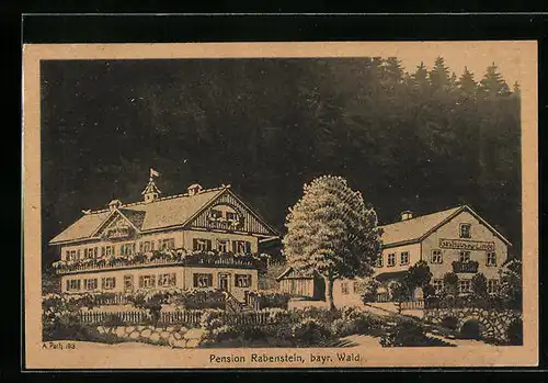 AK Rabenstein /Bay., Pension Rabenstein und Gasthaus zur Linde
