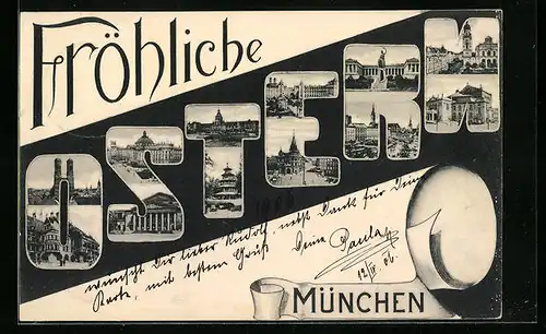 AK München, Frauenkirche, Deutsches Museum, Strassenpartie