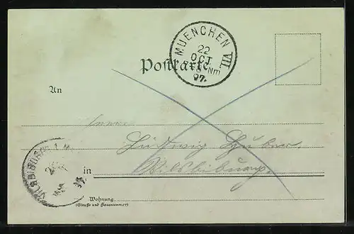 Mondschein-AK München, Partie am Justiz-Palast