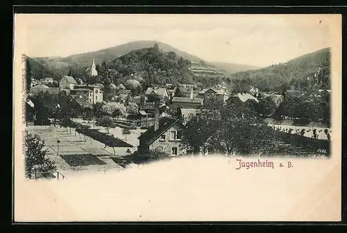Relief-AK Jugenheim a. B., Teilansicht im Sonnenschein