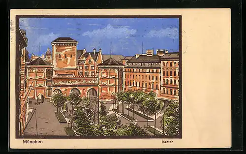 Steindruck-AK München, Am Isartor