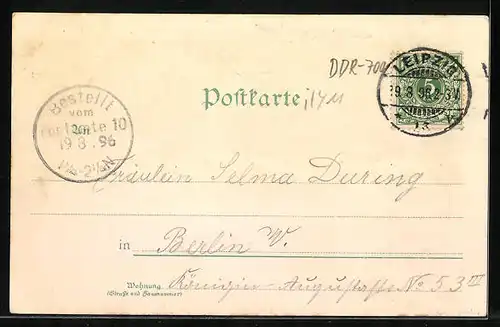 Lithographie Leipzig, Deutsches Buchhändlerhaus, Reichsbank, Börse