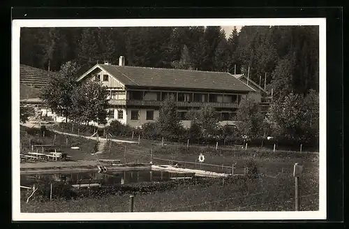 AK Simmerberg /Allg., Hotel-Pension Ihlingshof mit Schwimmbad