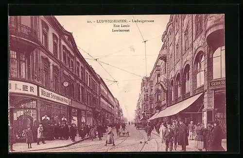 AK Ludwigshafen a. Rh., Ludwigstrasse mit Geschäften