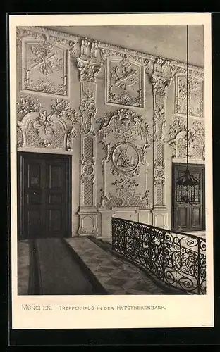 AK München, Treppenhaus in der Hypothekenbank