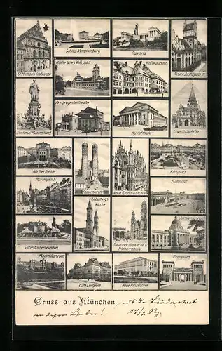 AK München, Frauenkirche, Prinzregententheater, Bavaria