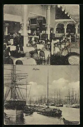 AK Hamburg-Harburg, Lloyd-Hotel und Restaurant mit Hafen