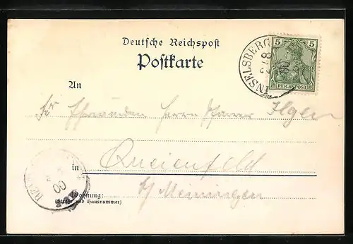 Lithographie Inselsberg, Gothaisches Hotel, Preussischer Gasthof