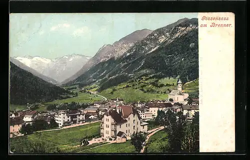 AK Gossensass /Brenner, Ortsansicht vor Bergpanorama