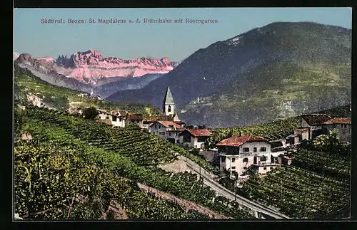 AK Bozen, St. Magdalena a. d. Rittenbahn, Rosengarten