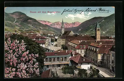 AK Bozen, Stadt mit dem Rosengarten