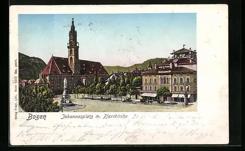 AK Bozen, Johannesplatz mit Pfarrkirche