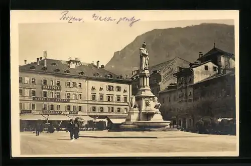 AK Bozen, Walterplatz, Hotel de L'Europe