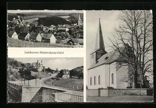 AK Nettersheim /Eifel, Ortsansicht, Strasse, Kirche