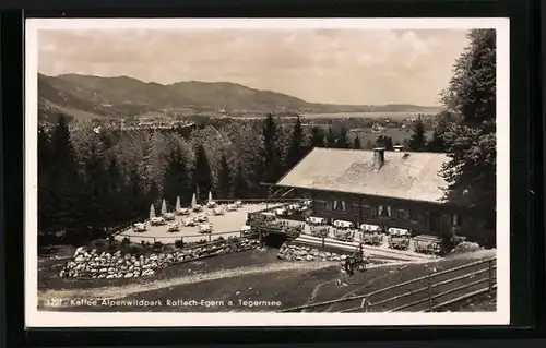 AK Rottach-Egern /Tegernsee, Kaffee Alpenwildpark aus der Vogelschau