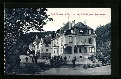AK Bad-Brückenau, Ev. Kirche, Villa Füglein, Sanatorium