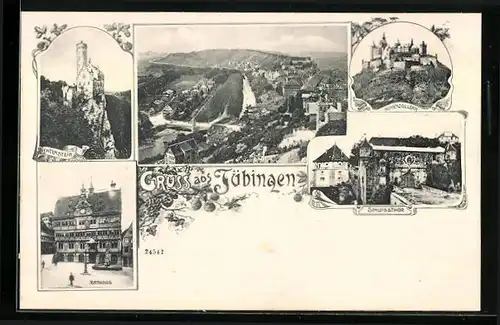 AK Tübingen, Hohenzollern, Rathaus, Schlosstor