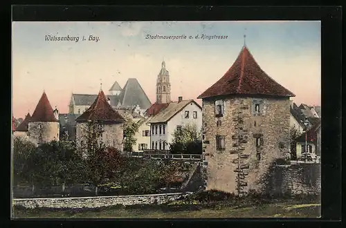 AK Weissenburg i. B., Stadtmauerpartie a. d. Ringstrasse