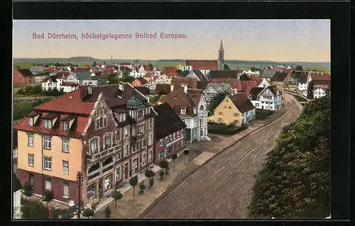 AK Bad Dürrheim, Ortspartie mit Kirche