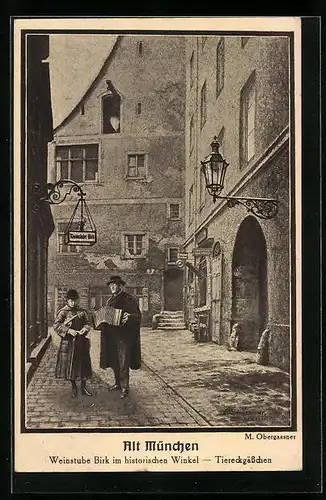 AK Alt-München, Weinstube Birk im historischen Winkel, Tiereckgässchen