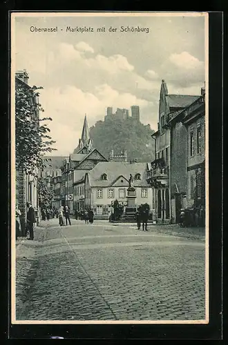 AK Oberwesel, Marktplatz mit der Schönburg