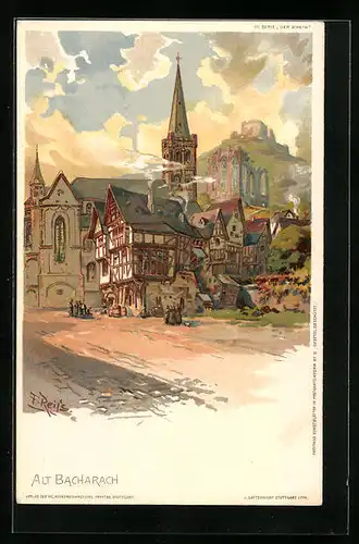 AK Alt-Bacharach, Ortsansicht mit Kirche
