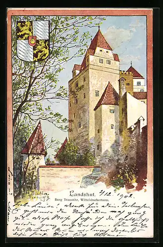 AK Landshut, Burg Trausnitz, Wittelsbacherturm