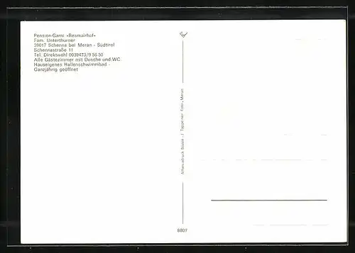 AK Schenna bei Meran, Pension-Garni Resmairhof, Schennastrasse 11