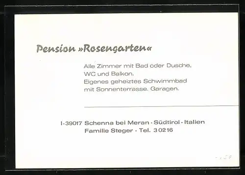 AK Schenna bei Meran, Pension Rosengarten