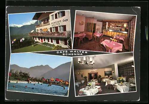 AK Schenna bei Meran, Pension Cafe Walter, Innenansichten