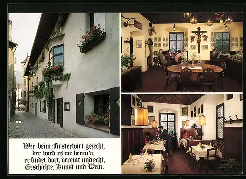 AK Brixen /Südtirol, Restaurant Finsterwirt, Domgasse3, Aussen- und Innenansicht