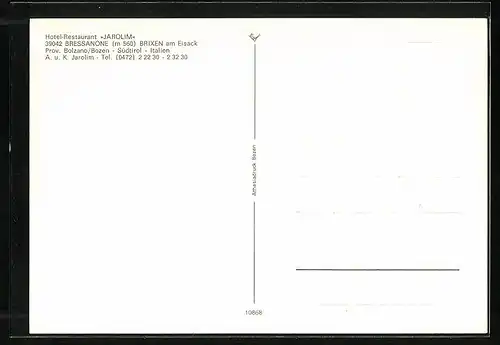 AK Brixen a. Eisack, Hotel Jarolim, Bes. A. und K. Jarolim