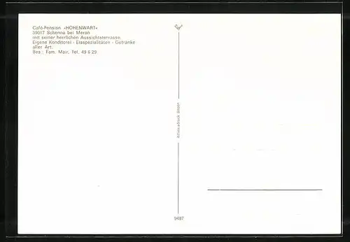 AK Schenna /Meran, Pension Hohenwart, Bes. Fam. Mair, Innenansicht